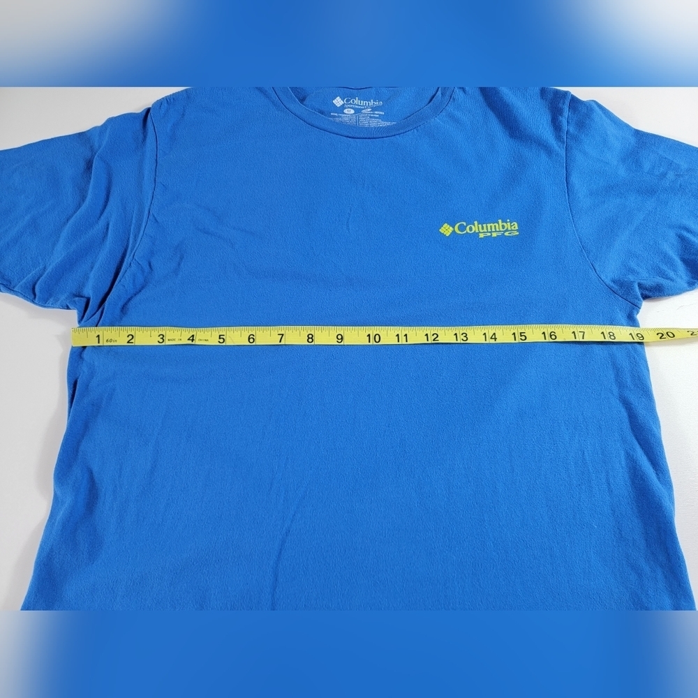 Columbia PFG T Shirt Mens M medium Blue Short Sleeve Cotton Fishing logo - Picture 5 of 6